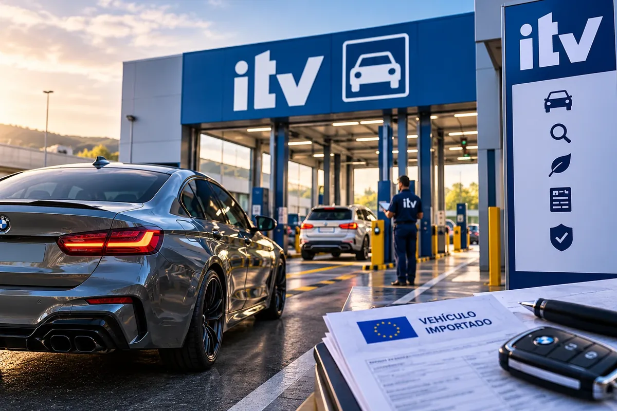 Coche importado en una estación de ITV